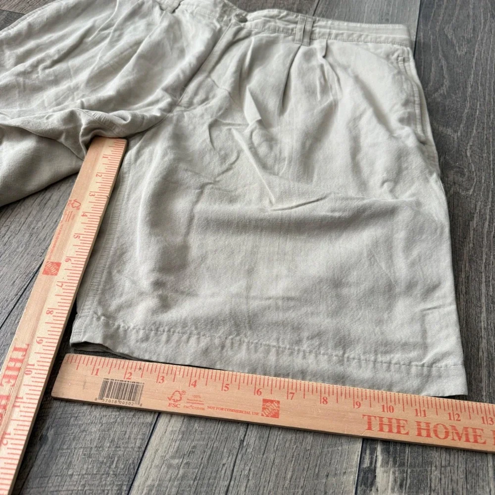 Solitude Pleated Linen Blend Shorts Beige Tan Mens 36 Tropical Lining Chino Golf